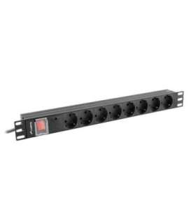 Lanberg Power Distribution unit (PDU) 19" 1U 16A 2m 8X Schuko oulets PDU-08F-0200-BK
