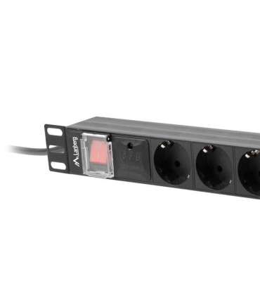 Lanberg Power Distribution unit (PDU) 19" 1U 16A 2m 8X Schuko oulets PDU-08F-0200-BK