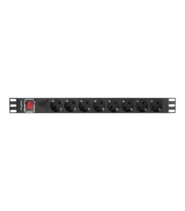 Lanberg Power Distribution unit (PDU) 19" 1U 16A 2m 8X Schuko oulets PDU-08F-0200-BK