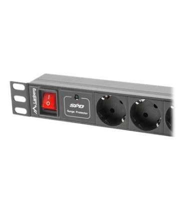 Lanberg Power Distribution unit (PDU) 19" 1U 16A 2m 7X Schuko oulets PDU-07F-0200-BK