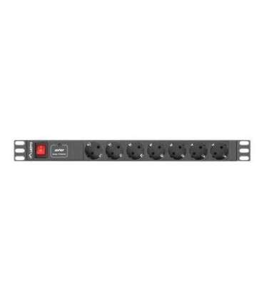 Lanberg Power Distribution unit (PDU) 19" 1U 16A 2m 7X Schuko oulets PDU-07F-0200-BK