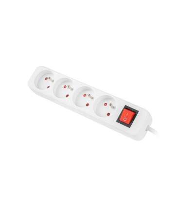 Lanberg Cable Power Strip, 4X French Outlets with Switch, Quality-Grade Copper, 1.5 m PS1-04E-0150-W