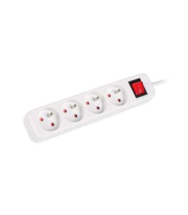 Lanberg Cable Power Strip, 4X French Outlets with Switch, Quality-Grade Copper, 1.5 m PS1-04E-0150-W