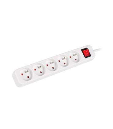 Lanberg Cable Power Strip, 5X French Outlets with Switch, Quality-Grade Copper, 1.5 m PS1-05E-0150-W