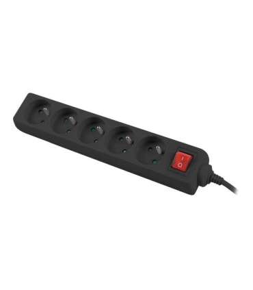 Lanberg Cable Power Strip, 5X French Outlets with Switch, Quality-Grade Copper, 1.5 m PS1-05E-0150-BK