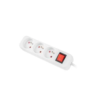 Lanberg Cable Power Strip 3M 3X French Outlets with Switch, Quality-Grade Copper PS1-03E-0300-W