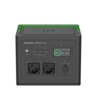 Schneider Electric OffGrid Portable Power Station 730, 738Wh Lithium-ion, LCD, 2 CEE 7/3 Schuko outlets, Sinewave, 3