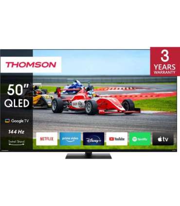 TV Set|THOMSON|50"|4K/Smart|QLED|3840x2160|Wireless LAN|Bluetooth|Google TV|Black|50QG7C14