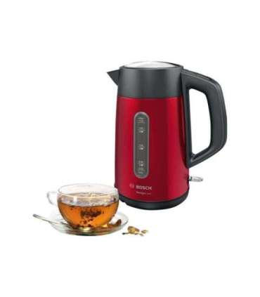 Bosch Kettle DesignLine TWK4P434 Electric 2400 W 1.7 L Stainless steel 360° rotational base Red/Black