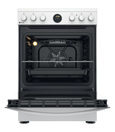 INDESIT Cooker IS67V8CHW/E Hob type Vitroceramic Oven type Electric White Width 60 cm Grilling Depth 60