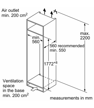 Bosch Refrigerator KIR81ADD0 Energy efficiency class D Built-in Larder Height 177.2 cm Fridge net capacity