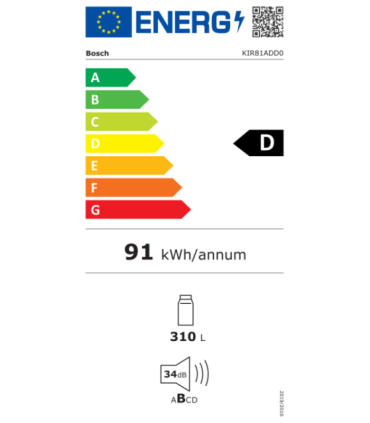 Bosch Refrigerator KIR81ADD0 Energy efficiency class D Built-in Larder Height 177.2 cm Fridge net capacity
