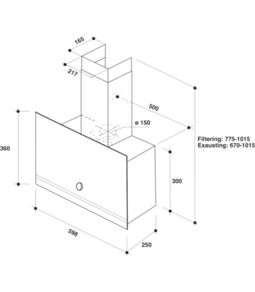 Whirlpool Hood WHVA 62F LM K Wall mounted Energy efficiency class A Width 59.8 cm 485 m³/h Mechanical LED