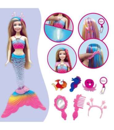 WOOPIE Lalka Syrenka Gina Magiczna Tęczowa z Akcesoriami