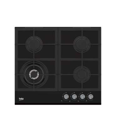Beko HILW64235S Hob, Gas, Width 58,5 cm, 4 cooking zones, Mechanic control, Black