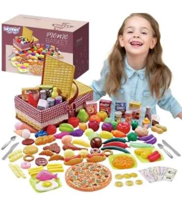 WOOPIE Kosz Piknikowy Owoce Warzywa Fast Food Zestaw XXL 103el.