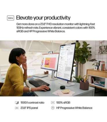 LCD Monitor|HP|9D9L6UT|24"|Swivel|Pivot|Height adjustable|Tilt|Matte|Panel IPS|1920x1080|16:9|100|5 ms|Colour Black|9D9L6UT