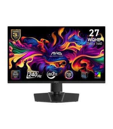 Monitor|MSI|MAG 273QP QD-OLED X24|26.5"|Gaming|Matte|Panel QD-OLED|2560x1440|16:9|240Hz|0.03 ms|Colour Black|MAG273QPQD-OLEDX24