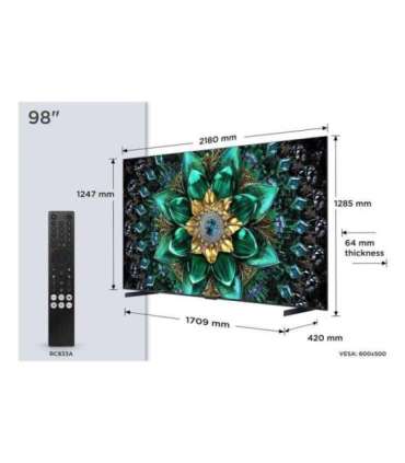 TV Set|TCL|98 "|4K Ultra HD|3840 x 2160 pixels|Flat|16:9|QD-Mini LED|98Q6C