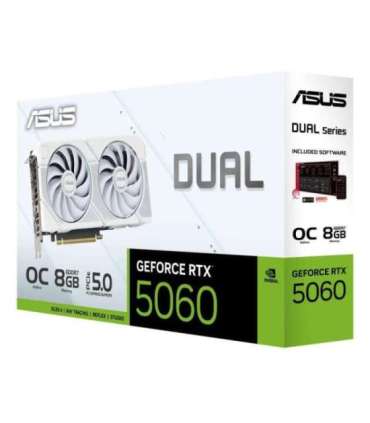 Graphics Card|ASUS|NVIDIA GeForce RTX 5060|8 GB|GDDR7|128 bit|PCIE 5.0 16x|Dual Slot Fansink|DUAL-RTX5060-O8G-WHITE