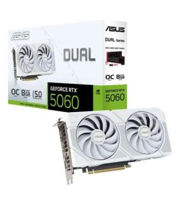 Graphics Card|ASUS|NVIDIA GeForce RTX 5060|8 GB|GDDR7|128 bit|PCIE 5.0 16x|Dual Slot Fansink|DUAL-RTX5060-O8G-WHITE