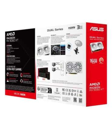 Graphics Card|ASUS|AMD|Radeon RX 9060 XT|16 GB|GDDR6|PCI Express 5.0|Active|DUAL-RX9060XT-16G-WH