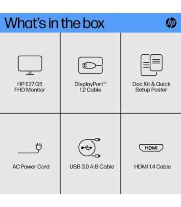 LCD Monitor|HP|E27 G5|27"|Business|Panel IPS|1920x1080|16:9|5 ms|6N4E2AA