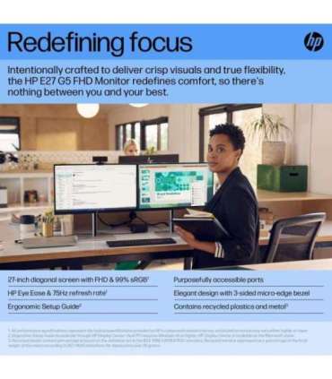 LCD Monitor|HP|E27 G5|27"|Business|Panel IPS|1920x1080|16:9|5 ms|6N4E2AA