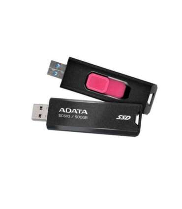 External SSD|ADATA|SC610|500GB|USB 3.2|Write speed 500 MBytes/sec|Read speed 550 MBytes/sec|SC610-500G-CBK/RD