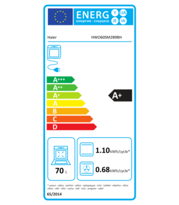 Haier HWO60SM2B9BH  Built in Oven, A+, Capacity 70 L, Black Haier