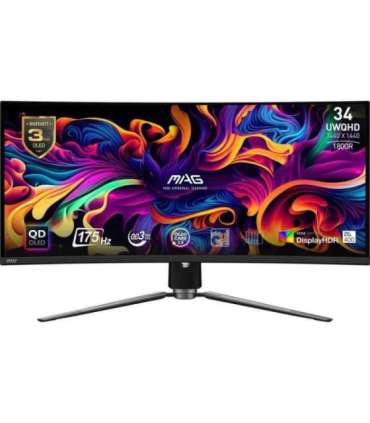 LCD Monitor|MSI|34"|Curved/21 : 9|Panel QD-OLED|3440x1440|21:9|175Hz|Matte|0.03 ms|Swivel|Height adjustable|Tilt|Colour Black