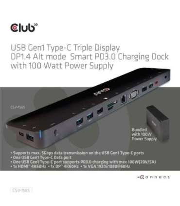 NB ACC DOCKING STATION/USB-C 100W CSV-1565 CLUB3D