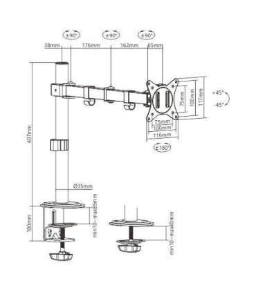 DISPLAY ACC MOUNTING ARM/17-32" MA-D1-01 GEMBIRD