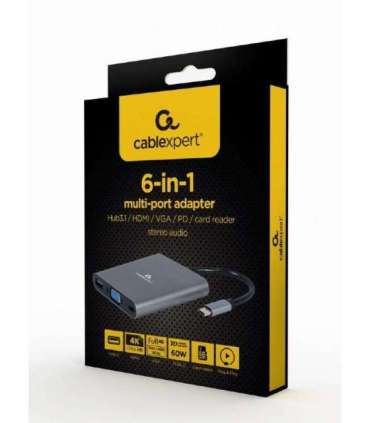 I/O ADAPTER USB-C TO HDMI/USB3/6IN1 A-CM-COMBO6-01 GEMBIRD