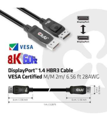 CABLE DP TO DP 2M/M/M CAC-2068 CLUB3D