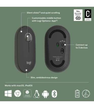 MOUSE USB OPTICAL WRL M350S/BLACK 910-007015 LOGITECH