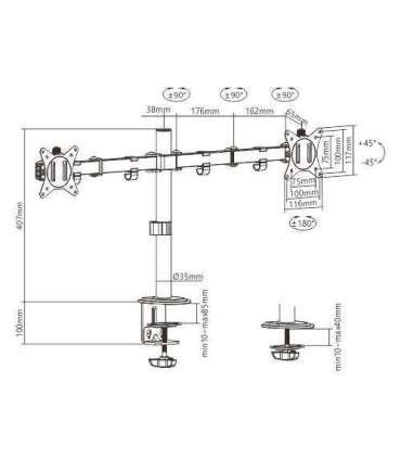 DISPLAY ACC MOUNTING ARM/17-32" MA-D2-01 GEMBIRD