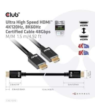 CABLE HDMI TO HDMI 1.5M/M/M CAC-1370 CLUB3D
