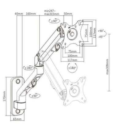 DISPLAY ACC MOUNTING ARM 27"/MA-WA1-02 GEMBIRD
