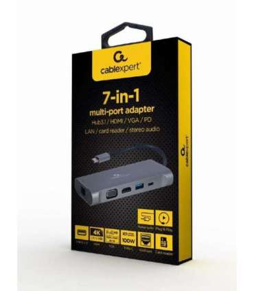 I/O ADAPTER USB-C TO HDMI/USB3/7IN1 A-CM-COMBO7-01 GEMBIRD