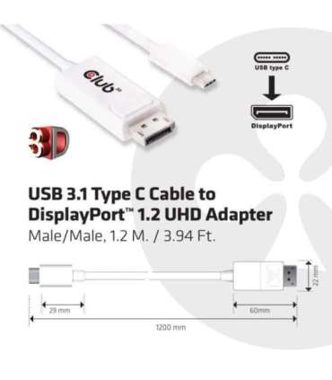 CABLE USB-C TO DP 1.2M/M/M CAC-1517 CLUB3D