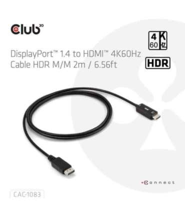 CABLE DP TO HDMI 2M/CAC-1083 CLUB3D