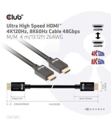 CABLE HDMI TO HDMI 4M/M/M CAC-1374 CLUB3D