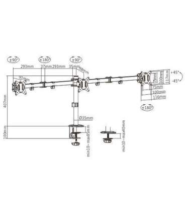 DISPLAY ACC MOUNTING ARM/17-27" MA-D3-01 GEMBIRD
