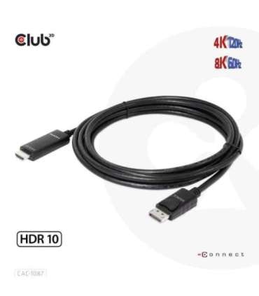 CABLE DP TO HDMI 3M/M/M CAC-1087 CLUB3D
