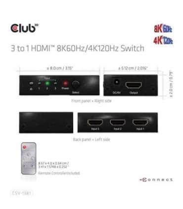 VIDEO SWITCH HDMI 3PORT/CSV-1381 CLUB3D