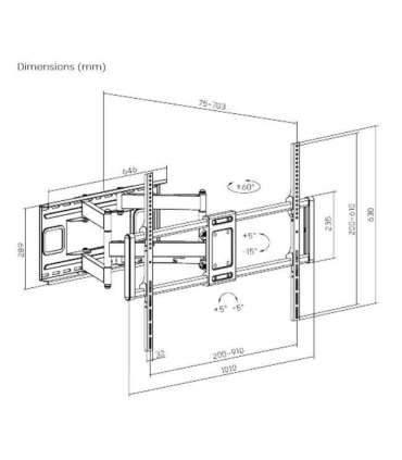 TV SET ACC WALL MOUNT 60-120"/WM-120ST-01 GEMBIRD
