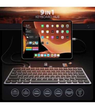 KEYBOARD + I/O HUB 9IN1/0.6M HMC-KB-CRL AXAGON