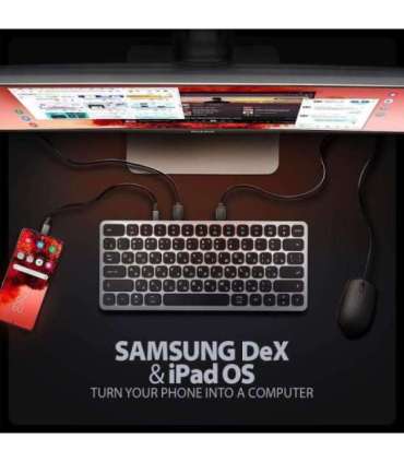 KEYBOARD + I/O HUB 9IN1/0.6M HMC-KB-CRL AXAGON