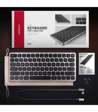 KEYBOARD + I/O HUB 9IN1/0.6M HMC-KB-US AXAGON